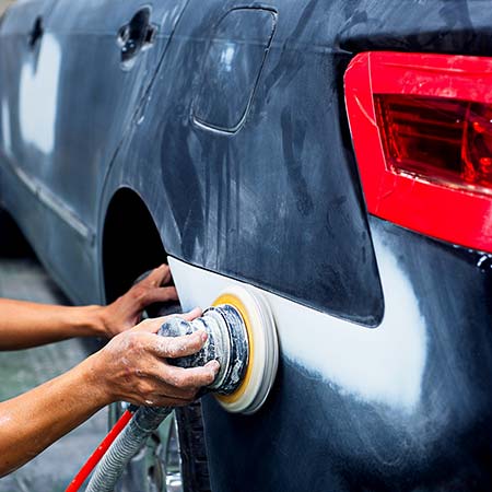 Auto detailing blue car