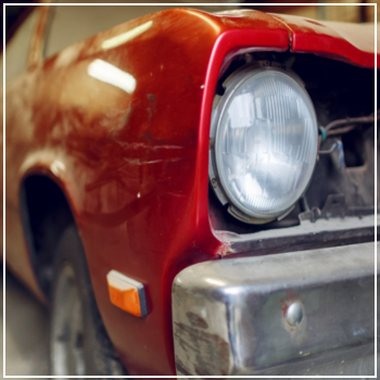 closeup of classic car
